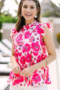 Good Opportunities Pink Floral Blouse