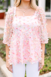 Center Of Attention Pink Textured Babydoll Blouse