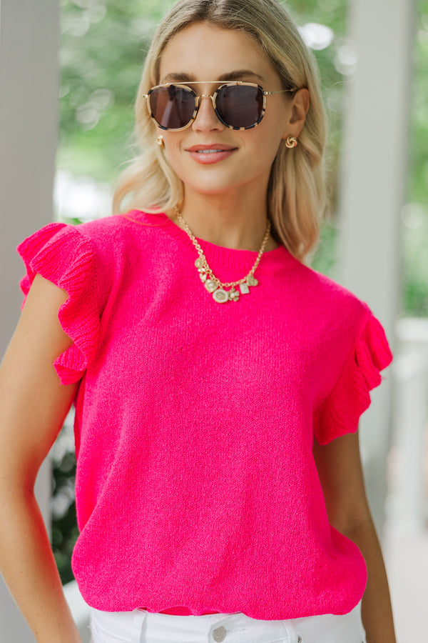 Certain Joy Fuchsia Pink Knit Top