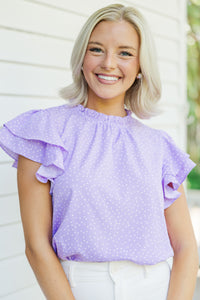 On My Heart Purple Polka Dot Blouse