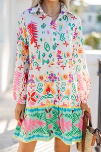 All I Want White Abstract Tiered Dress