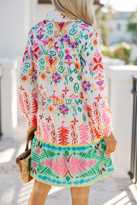 All I Want White Abstract Tiered Dress