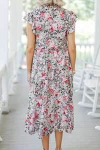 It's Another Day Black Ditsy Floral Midi Dress