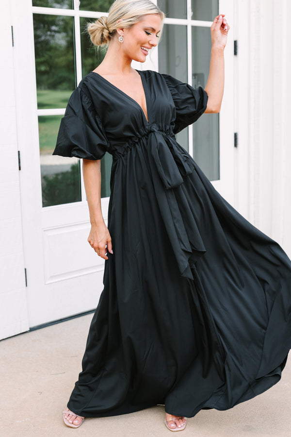 Puff Sleeve Maxi SS-Black main image 1