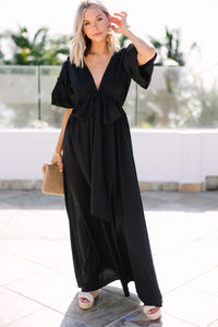 Keep It Up Black Puff Sleeve Maxi Dress