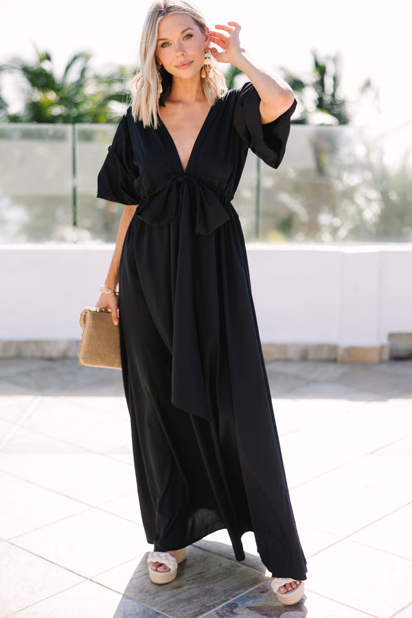 Keep It Up Black Puff Sleeve Maxi Dress