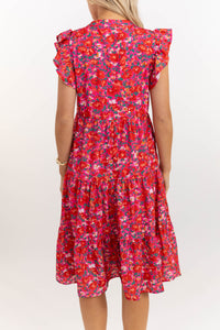 Make It Your Own Fuchsia Pink Floral Tiered Dress
