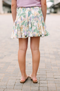 Girls: At This Time Green Floral Skort