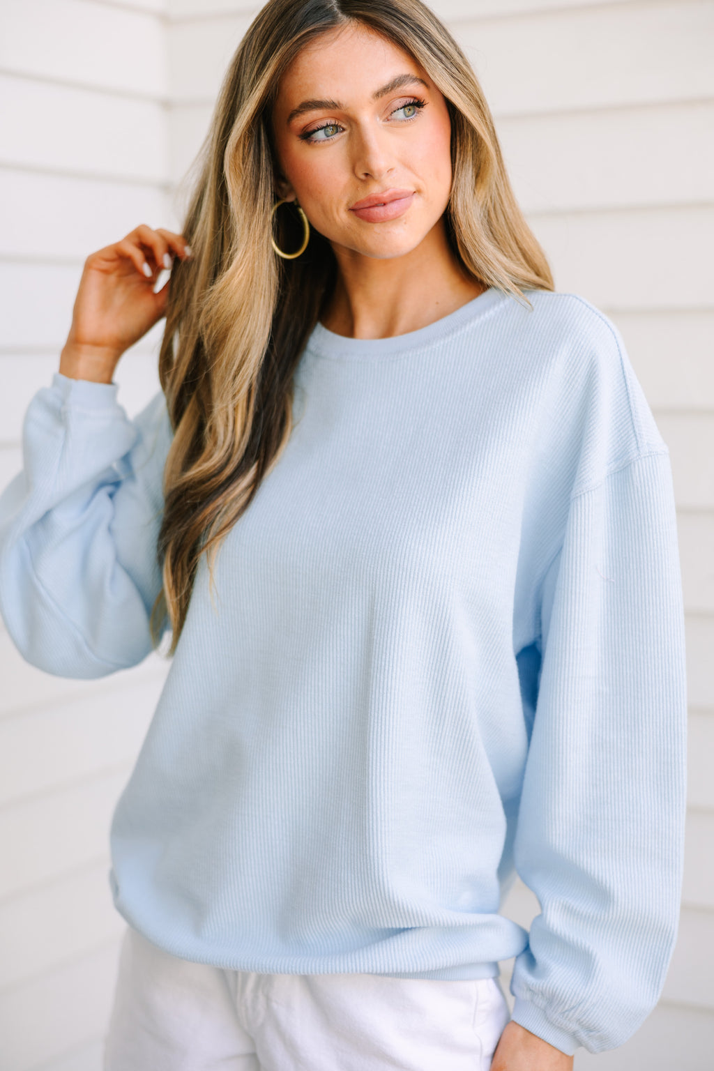 Oversized light blue outlet sweatshirt