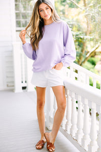 purple sweatshirt, corded sweatshirt, causal sweatshirt