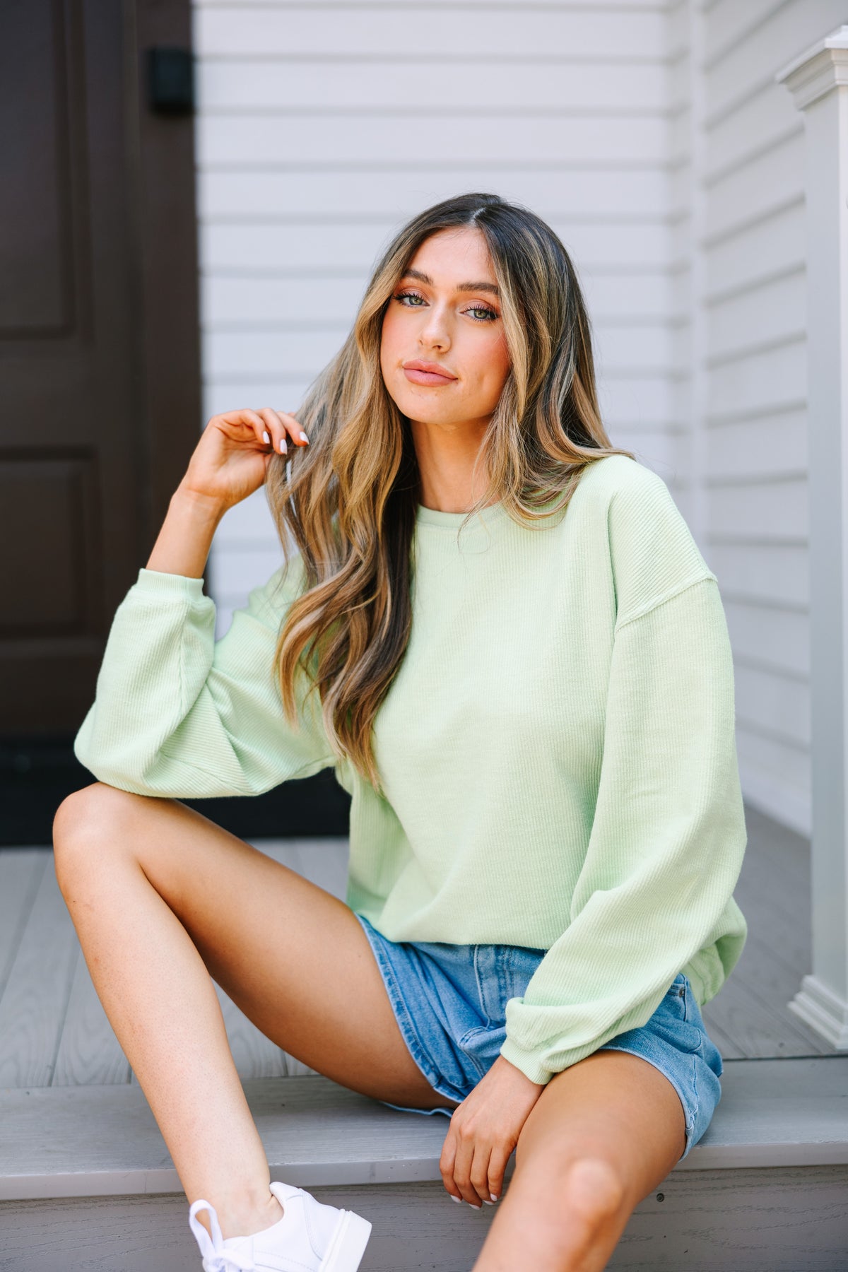 Get Together Melon Green Corded Sweatshirt – Shop the Mint