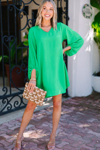Loud And Clear Kelly Green Bubble Sleeve Dress