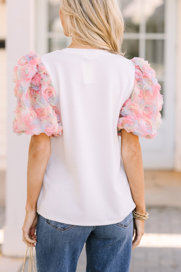 Who You Are White Floral Puff Sleeve Blouse
