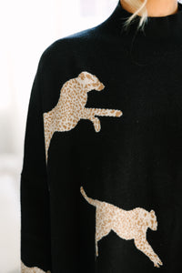 Quick Decisions Black Cheetah Sweater
