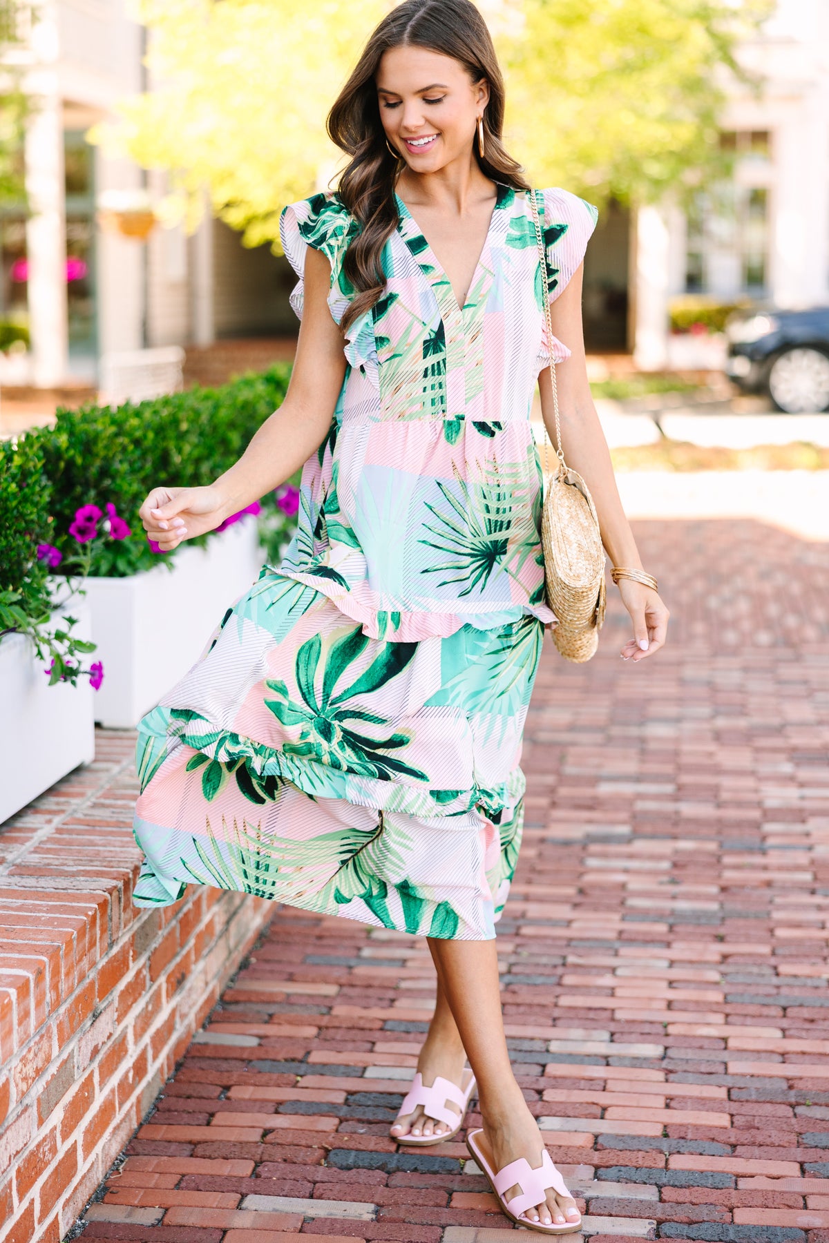 Tropical Dreams Pink Floral Midi Dress – Shop the Mint