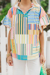 Off To The Races Multi Abstract Blouse