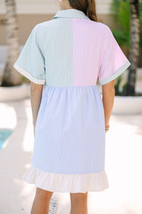 Off To The Country Club Blue Multi Colorblock Dress