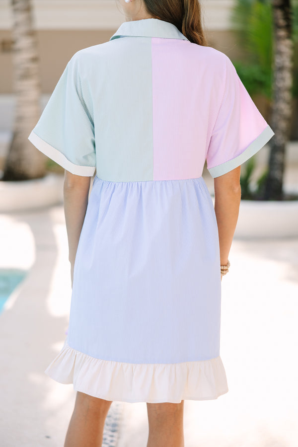 online club dress boutiques Club Chic Stripe Midi Dress M / Light Blue