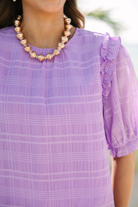 Glad To See You Lavender Purple Ruffled Blouse