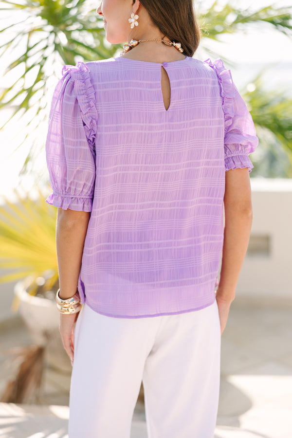 Pruple Ruffland Glad To See You Lavender Purple Ruffled Blouse – Shop the Mint