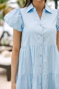 Perfect For You Sky Blue Button Down Midi Dress