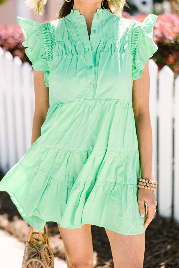 Bright Thoughts Pastel Green Ruffled Dress