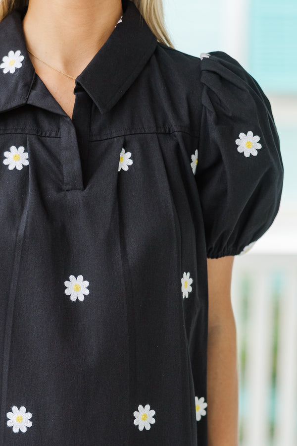 Dream Of The Day Black Floral Embroidered Dress