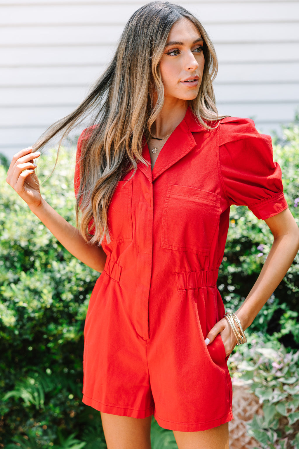 Got It All Red Cotton Romper Got It All Red Cotton Romper