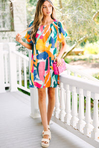 abstract dress, colorful dresses, cute women's dresses, trendy boutique dresses, online boutique dresses