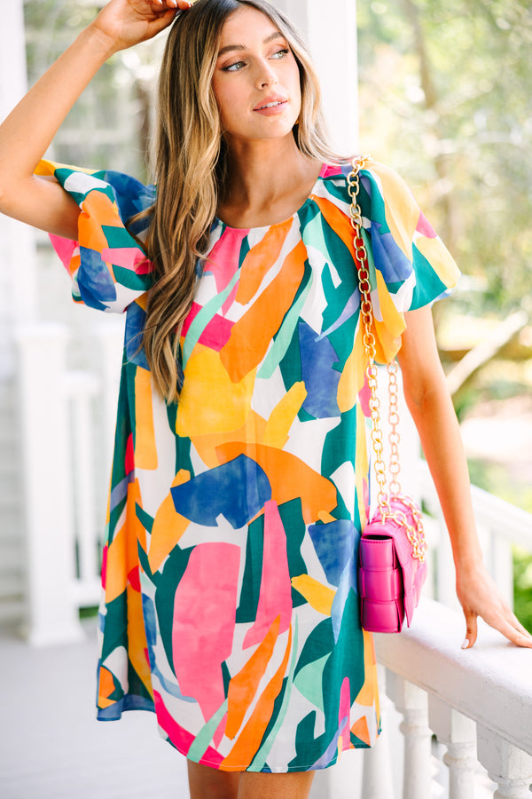 trendy boutique dresses Lost In Love Denim Blue Abstract Dress – Shop the Mint