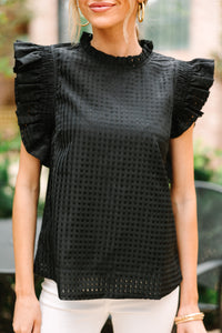 Just Be You Black Ruffled Blouse