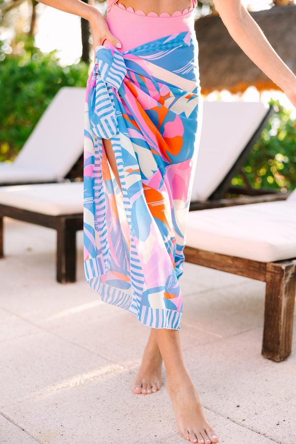 In The Sun Blue Floral Cover-up Sarong