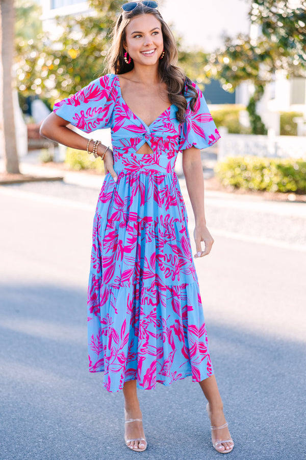 All In The Journey Blue Floral Midi Dress Shop the Mint All In The Journey Blue Floral Midi Dress Shop the Mint