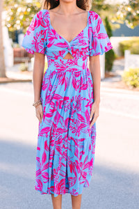 All In The Journey Blue Floral Midi Dress