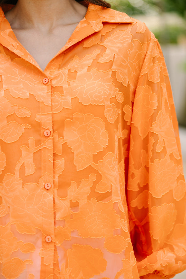 All In The Details Orange Textured Blouse