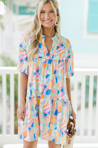 Fully Convinced Blue Abstract Babydoll Dress