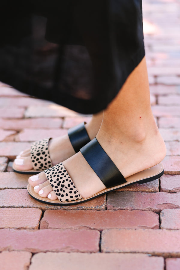 On The Move Black Leopard Sandals