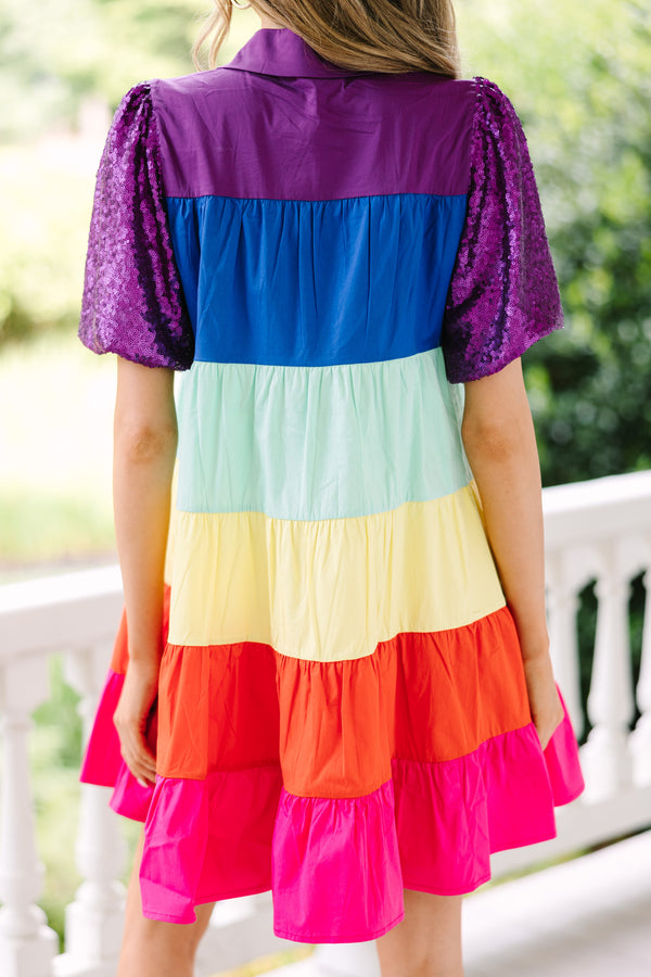 Stay Right There Purple Colorblock Babydoll Dress – Shop the Mint