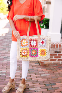 Be Your Own Person Ivory White Floral Tote