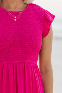 Learn From The Best Fuchsia Pink Smocked Dress
