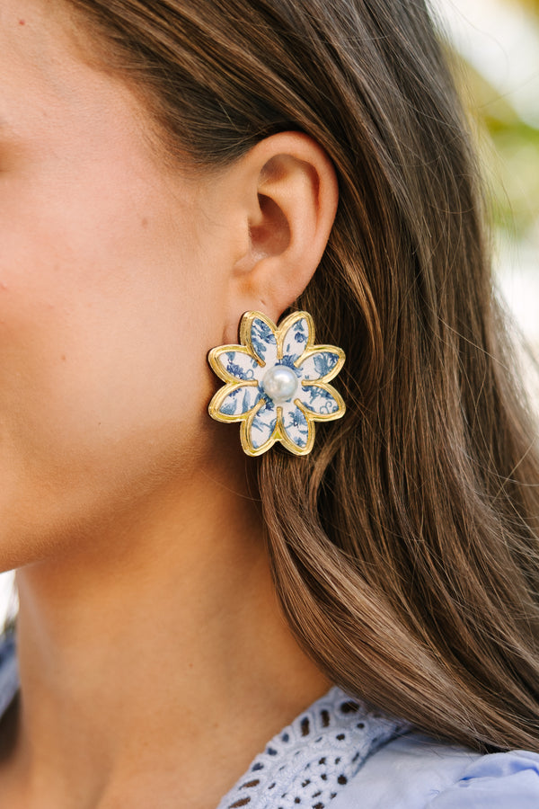 Bohemian Gemme: Flowers Of Love Blue Stud Earrings