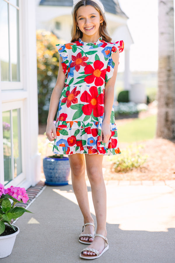 Girls: A True Beauty White Floral Dress