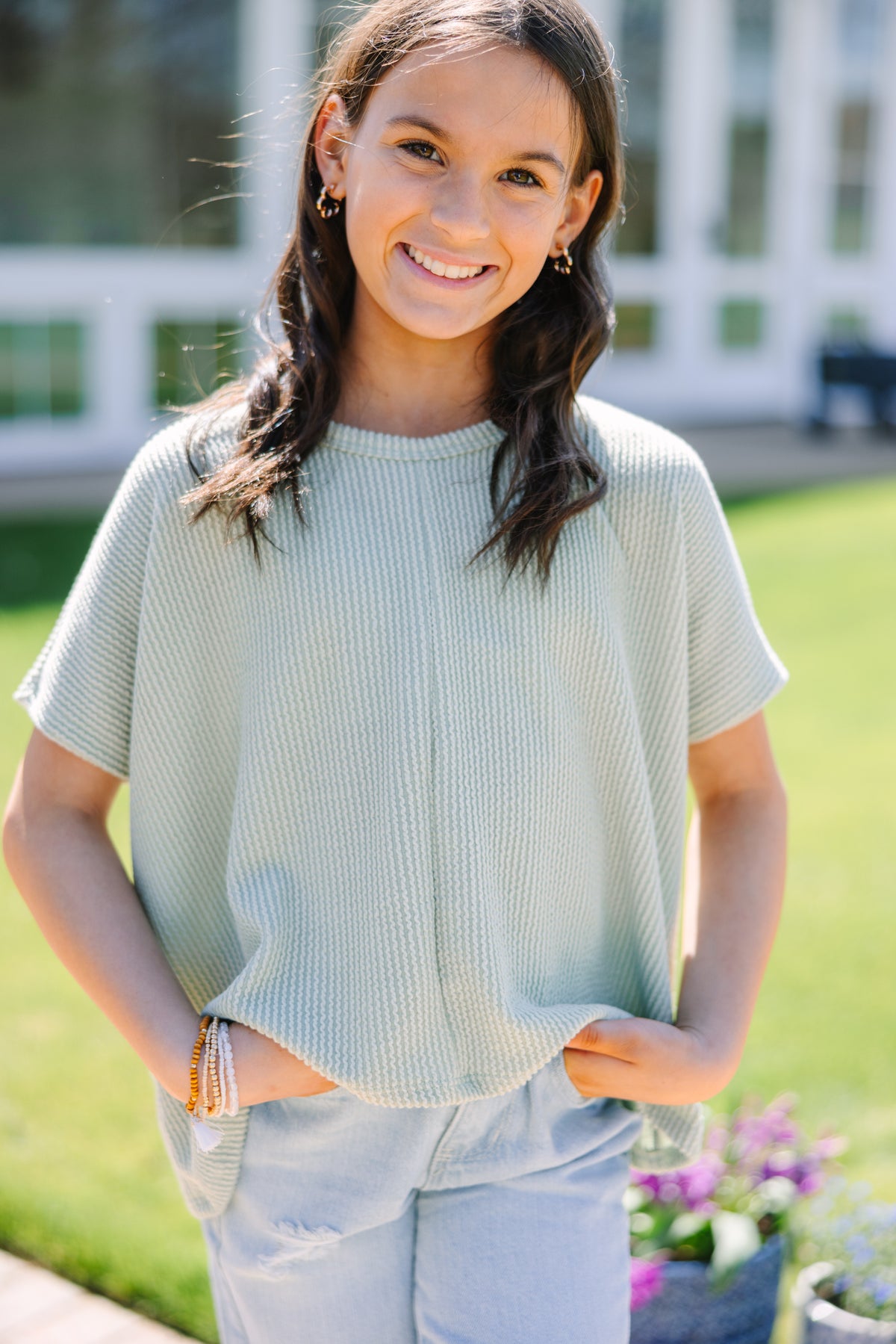 Girls: Confident Decisions Sage Green Ribbed Top – Shop the Mint