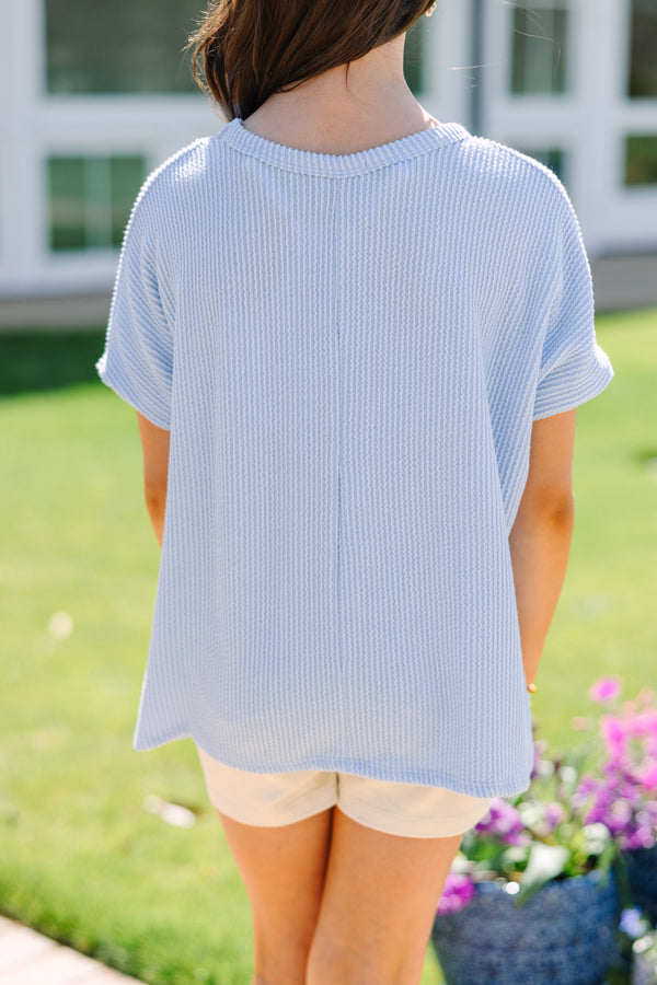 Girls: Confident Decisions Light Blue Ribbed Top