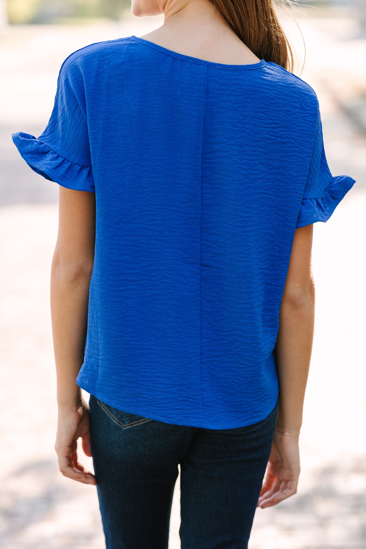Blue Ruffled Top Girls: All I Ask Royal Blue Ruffled Top – Shop the Mint