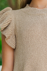 Girls: Certain Joy Taupe Brown Knit Top