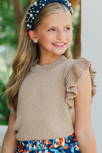Girls: Certain Joy Taupe Brown Knit Top