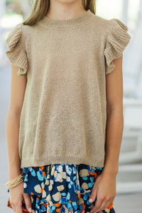 Girls: Certain Joy Taupe Brown Knit Top