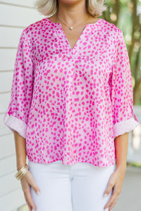 As Soon As Possible Hot Pink Spotted Blouse