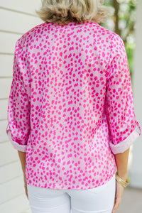 As Soon As Possible Hot Pink Spotted Blouse